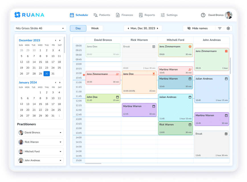 Color-coded scheduling for solo practitioners and clinic teams