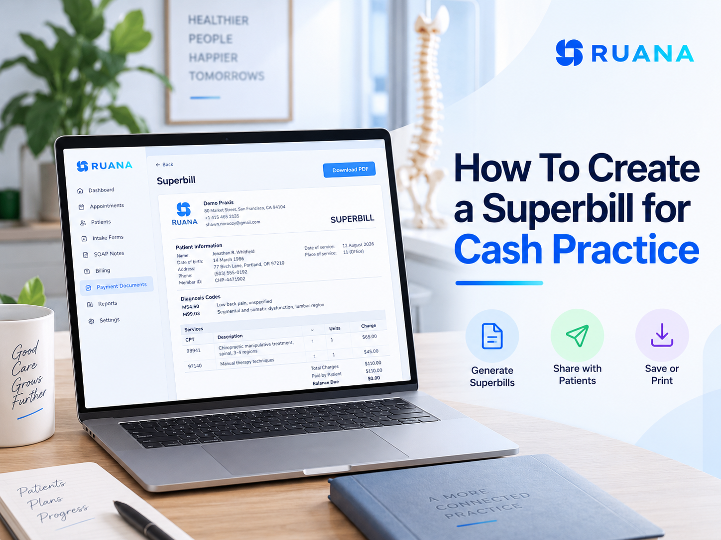 how to create a superbill for cash practice