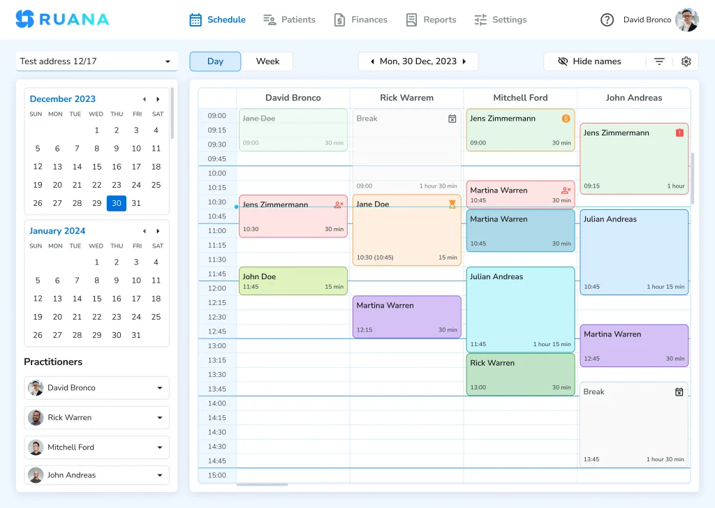 Ruana color coded schedule 